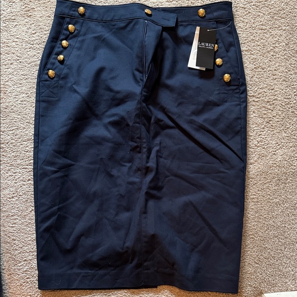 NWT Lauren Ralph Lauren Navy Pencil Skirt Sz 10